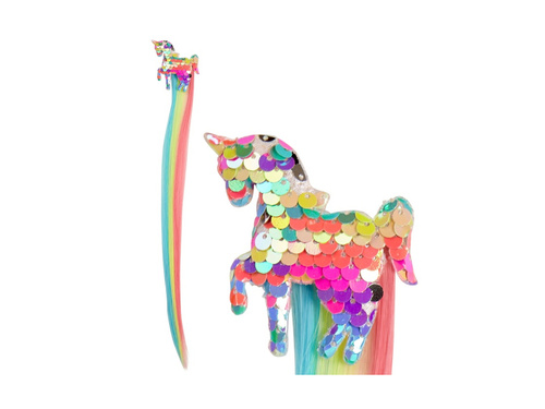 Holograficzne cekinowe jednorożcowe doczepiane włosy - dla dziewczynki