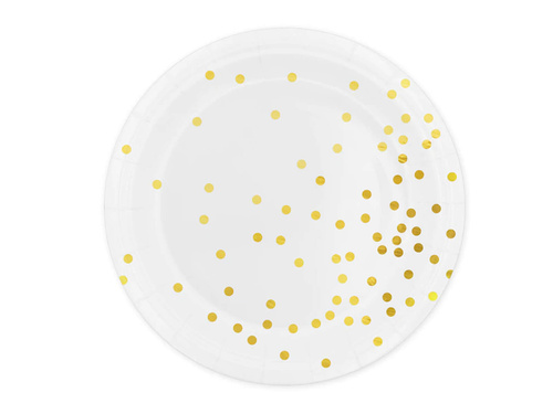 Paper plates white with gold peas - 23 cm - 6 pcs.