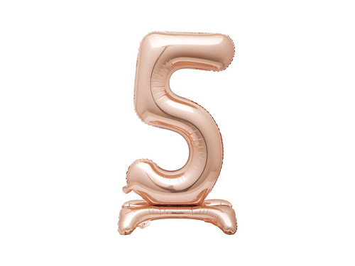 Foil balloon standing number 5 pink gold - 76 cm - 1pc.