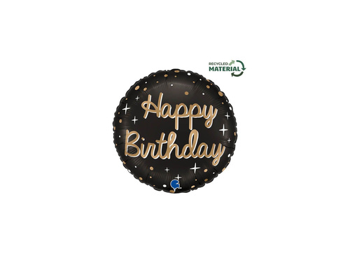 Balon foliowy okrągły Sparkling Happy Birthday - 14" - 1 szt.