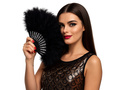 Wachlarz z piór czarny - 23 cm - 1 szt.