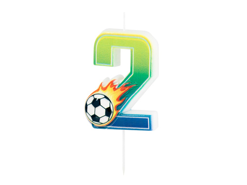 Świeczka cyferka Piłka Nożna - 2 - 1 szt.