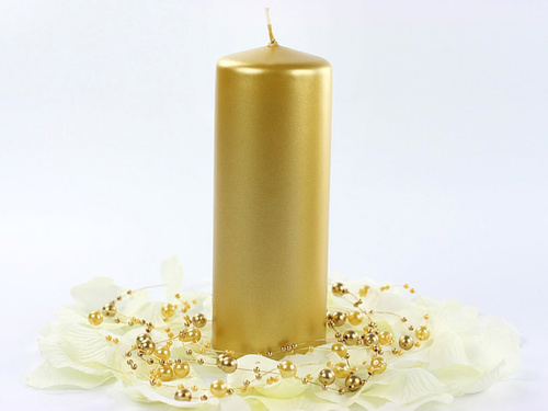Pillar Candle, metallic, gold, 15 x 6cm, 6pcs