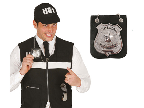 Hanging metal police badge - 1 pc