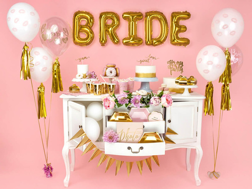 Balony przezroczyste ze złotym nadrukiem Bride to be - 30 cm - 50 szt.