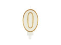 Number candle with gold border - 0 - 1 piece.