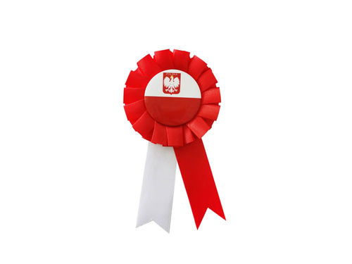 National red and white cotillion with Polish emblem - 7,5 x 14 cm - 1 pcs.