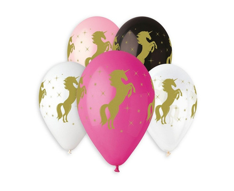 Golden Unicorn pastel balloons - 33 cm - 5 pcs.