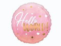 Balon foliowy Hello World! na Baby Shower różowy - 43 cm - 1 szt.