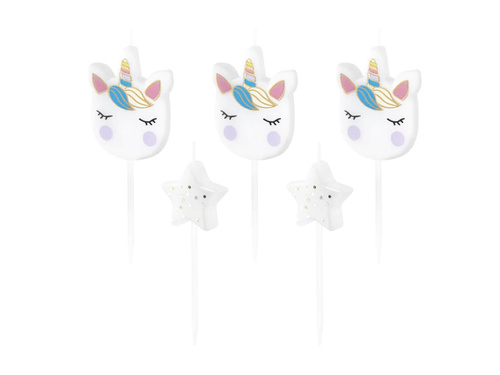 Unicorn picker candles - 5 pcs.