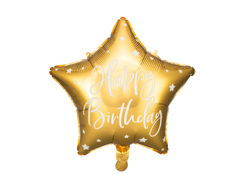 Happy Birthday gold star foil balloon - 40 cm - 1 pc.