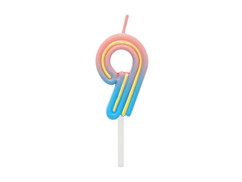 Neon number candle - 9 - nine