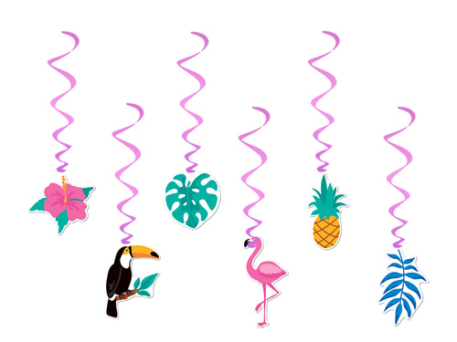 Hanging birthday decoration Hawaiian Aloha Party - 6 pcs.