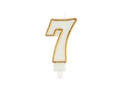 Number candle with gold border - 7 - 1 piece.