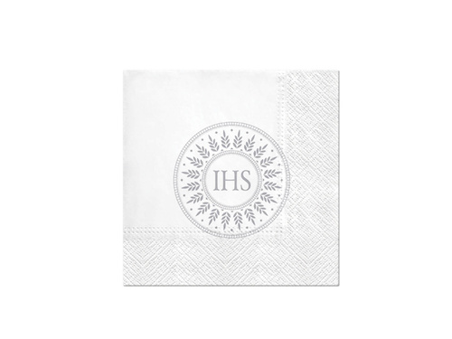 Communion napkins with silver IHS print - 33 cm - 20 pcs