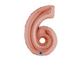 Balon foliowy cyfra 6 złoty róż - 14" - 1 szt.