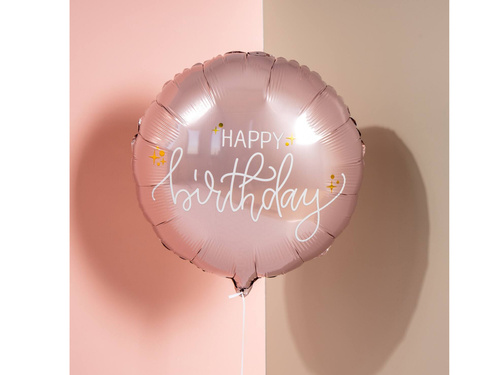 Balon foliowy Happy Birthday różowy - 45 cm - 1 szt.