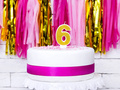 Number candle with glitter - 6 - 1 piece.
