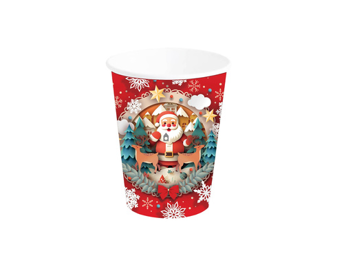 Kubeczki papierowe na Święta Bożego Narodzenia Święty Mikołaj - 240 ml - 6 szt.