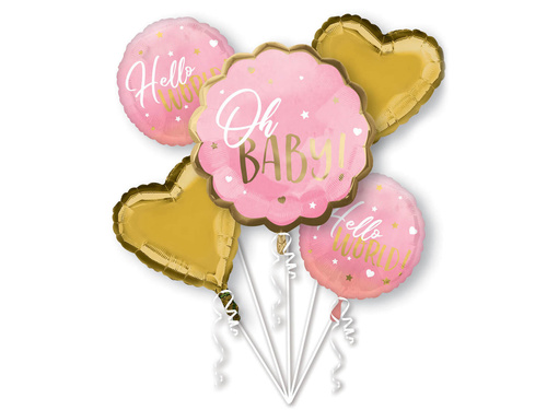 Oh Baby foil balloon bouquet! pink - 1 kpl.