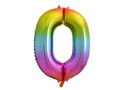 Balon foliowy cyfra 0 tęczowy - 85 cm - 1 szt.