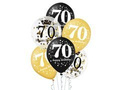 Balony lateksowe z nadrukiem na siedemdziesiątkę - 30 cm - 6 szt.