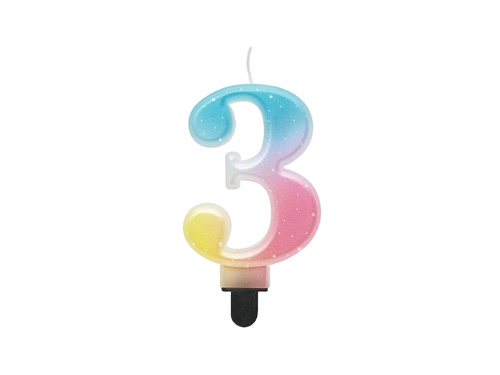 Pastel ombre number candle - 3 - three