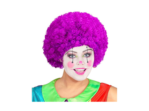 Kręcona peruka klauna fioletowa włosy afro