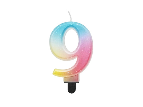 Pastel ombre number candle - 9 - nine