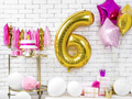 Number candle with glitter - 6 - 1 piece.