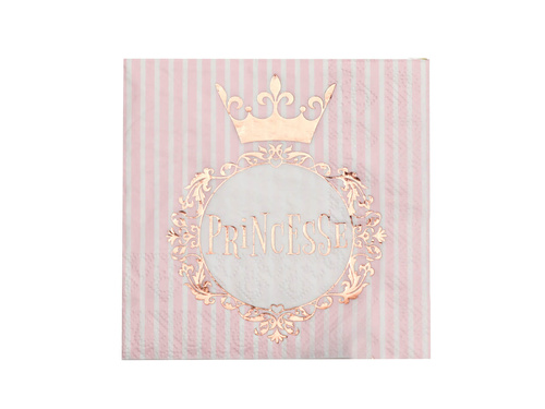 Princesse birthday napkins with pink and gold crown - 25 cm - 20 pcs.