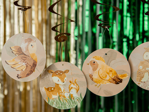 Hanging birthday decoration Forest Animals - 6 pcs.