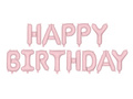 Happy Birthday foil balloon matte pink - 340 x 35 cm