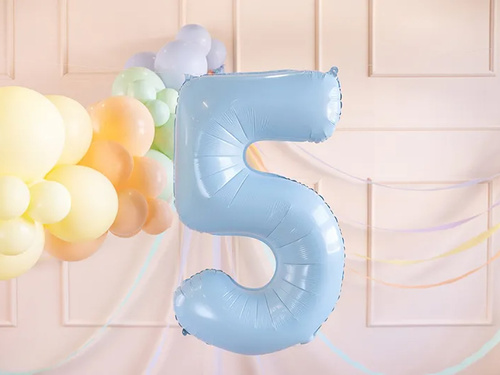 Number 5 Sky blue Foil Balloon - 72 cm - 1 pc