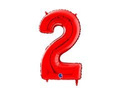Number 2 red Foil Balloon - 66 cm - 1 pc