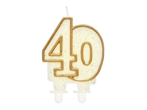 Candle for 40th birthday with gold border - 1 pc.