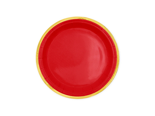 Red plates with gold rim - 18 cm - 6 pcs.