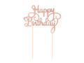 Happy Birthday cake topper glitter pink gold - 1 pc.