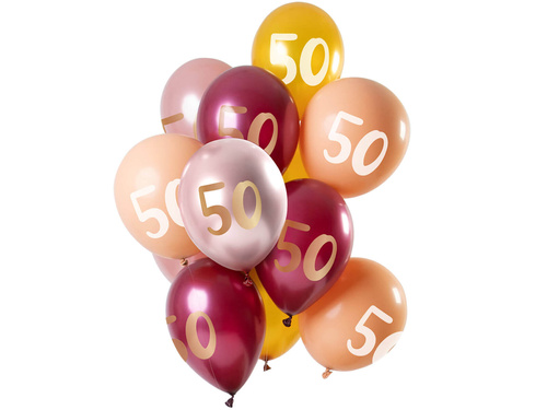 Set of balloons for fiftieth birthday pink and gold - 30 cm - 12 pcs.