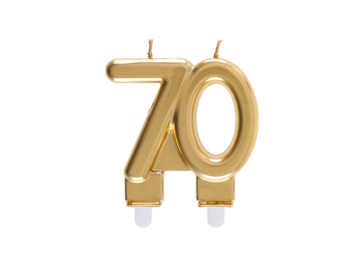 Gold 70th birthday candle - 7,5 cm - 1 pc.