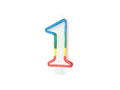Number candle with colored border number 1 - 8,5 cm - 1 pcs.