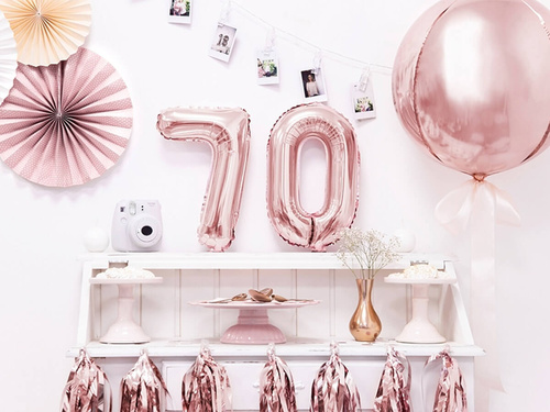 Foil balloon number 7 golden pink - 35 cm