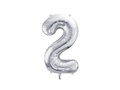 Balon foliowy cyfra 2 srebrna - 72 cm - 1 szt.