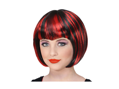 Czarno-czerwona peruka Halloween
