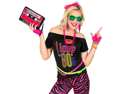 Zestaw Disco lata 80-te - różowy neonowy