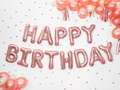 Gold pink Happy Birthday foil balloon 340x35 cm