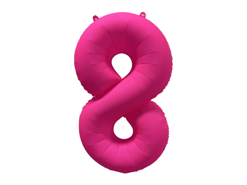 Large Number 8 Neon Pink Foil Balloon - 86 x 70 cm - 1 pc