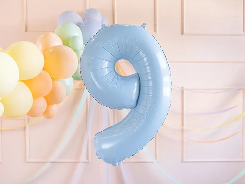 Number 9 Sky blue Foil Balloon - 72 cm - 1 pc
