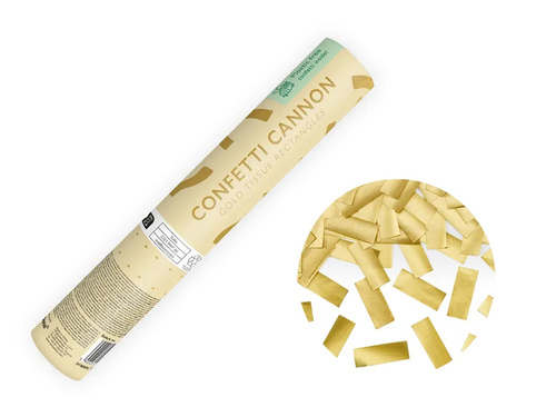 Gold metallic confetti cannon, 20 cm, 1 pc