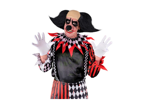 Nakrycie głowy złowieszczego klauna z czarnymi włosami